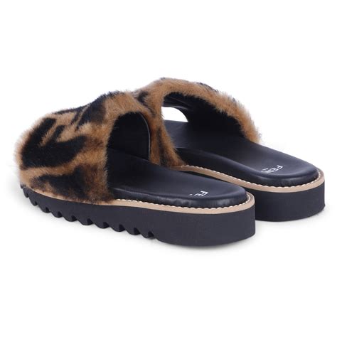 fendi fuzzy slides|fendi women's slides.